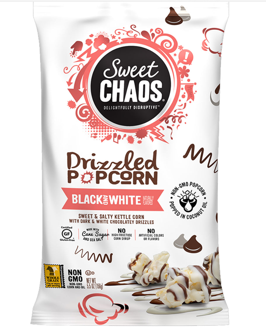 Drizzled Popcorn Black & White