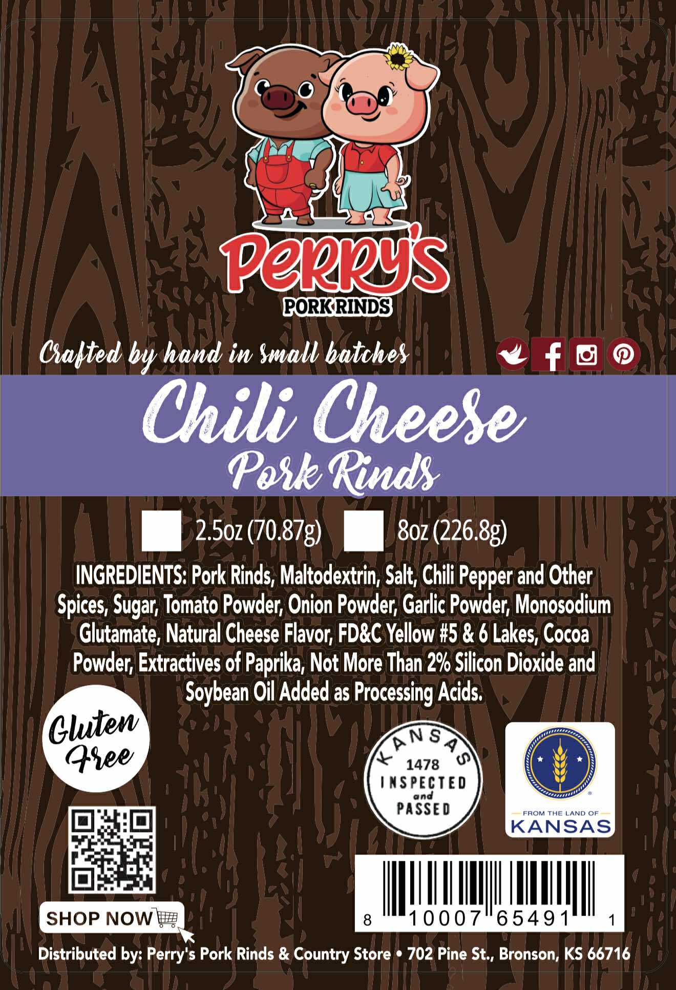 Chili Cheese Pork Rinds — 8oz Bag
