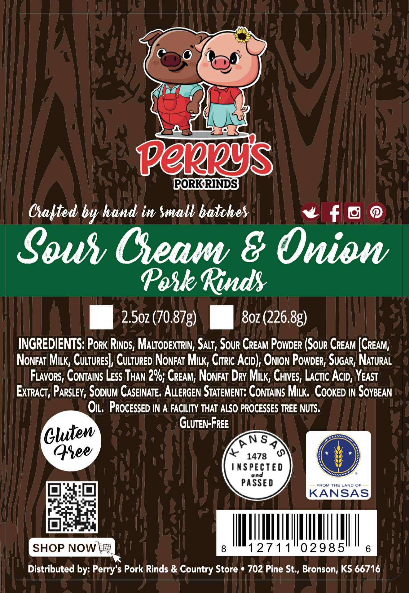 Sour Cream & Onion Pork Rinds — 8oz Bag