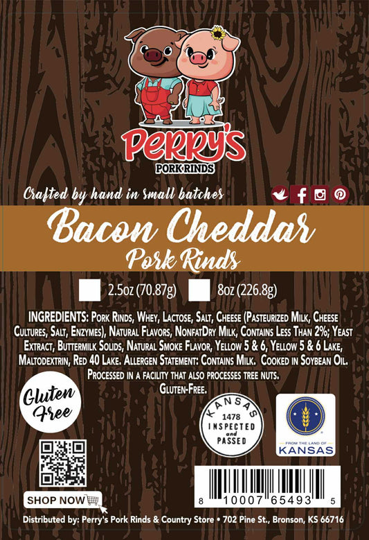 Bacon Cheddar Pork Rinds — 8oz Bag