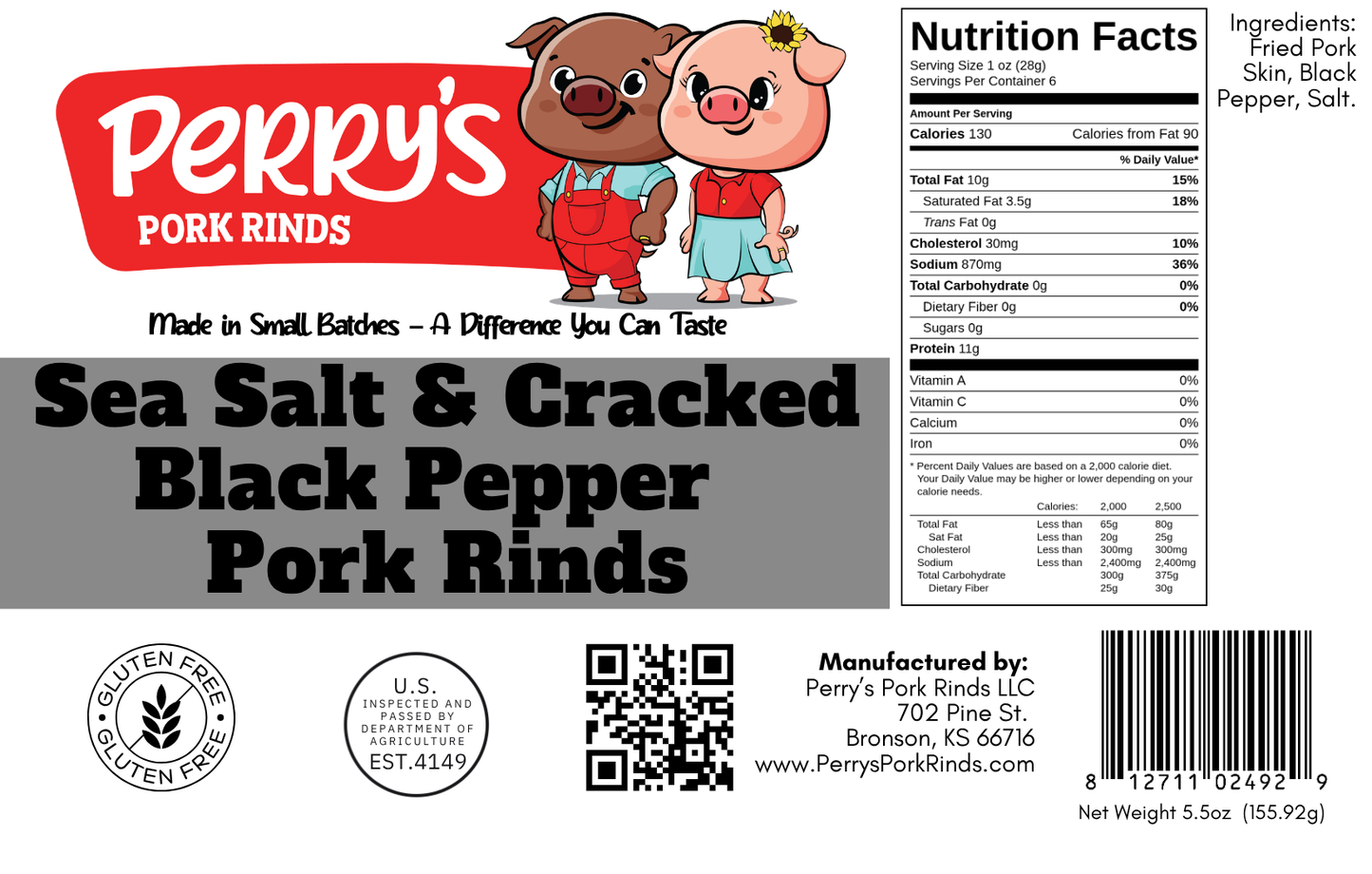 Sea Salt & Cracked Black Pepper -5.5oz Bag