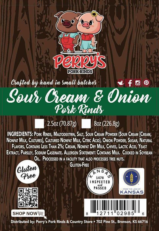 Sour Cream & Onion Pork Rinds — 8oz Bag