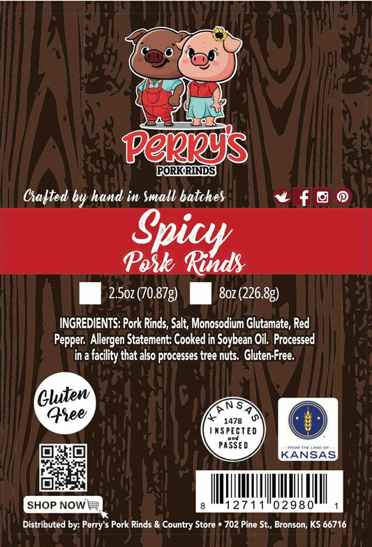 Spicy Pork Rinds — 8oz Bag