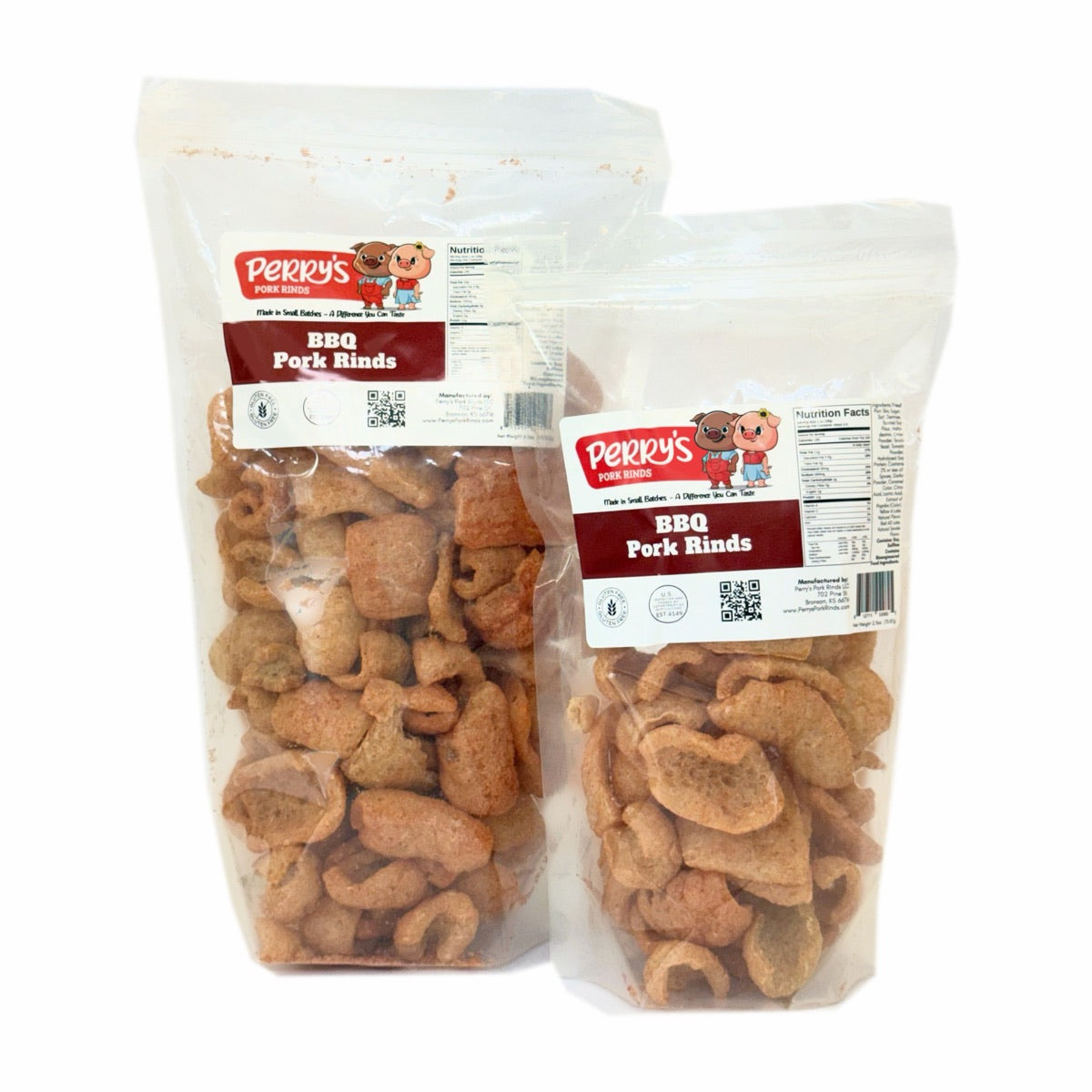 The 5.5 oz share bag and 2.5 oz snack bag side by side