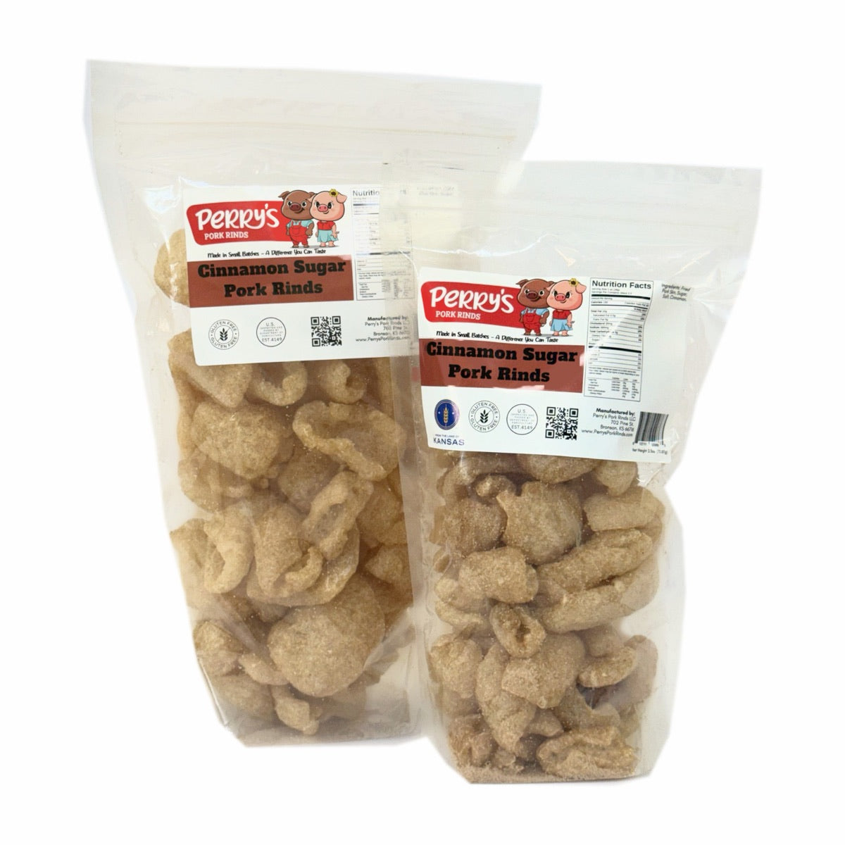 The 5.5 oz share bag and 2.5 oz snack bag side by side