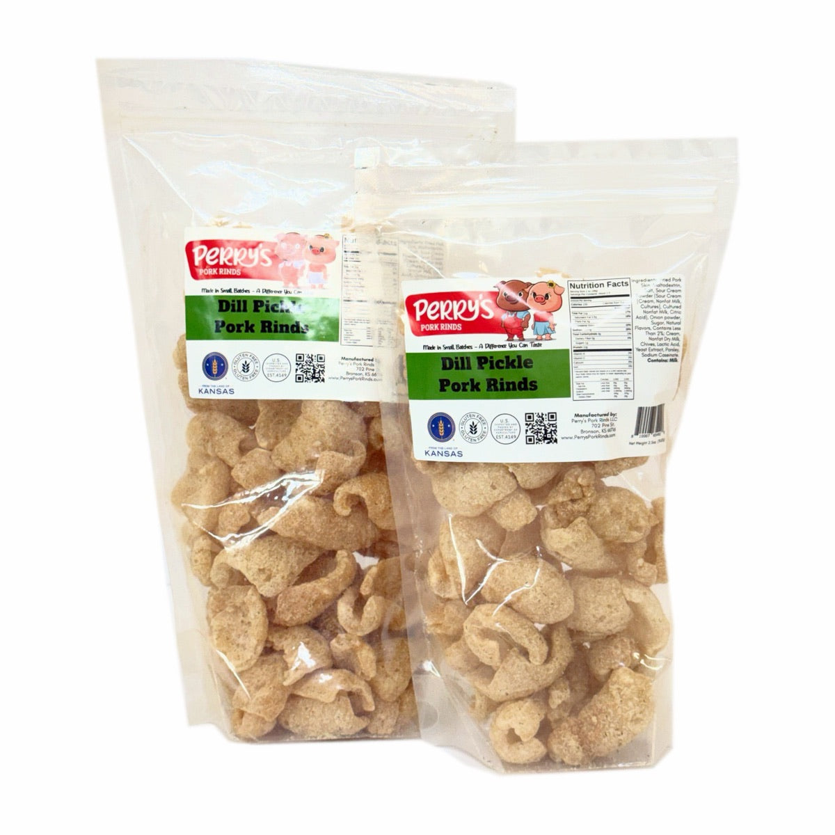 The 5.5 oz share bag and 2.5 oz snack bag side by side