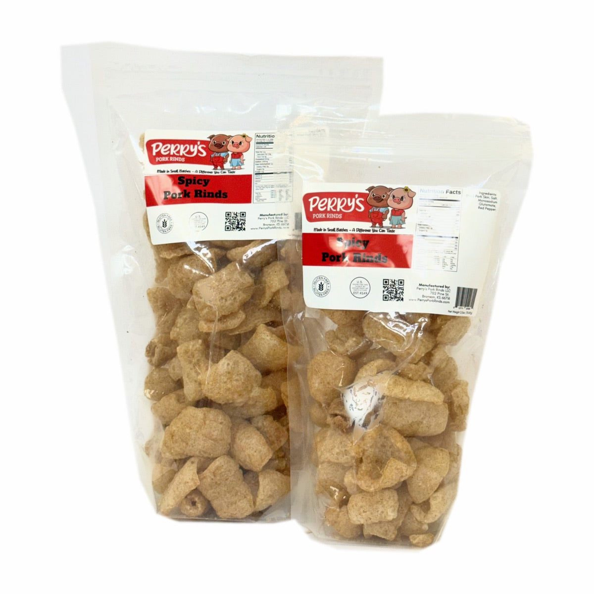 The 5.5 oz share bag and 2.5 oz snack bag side by side