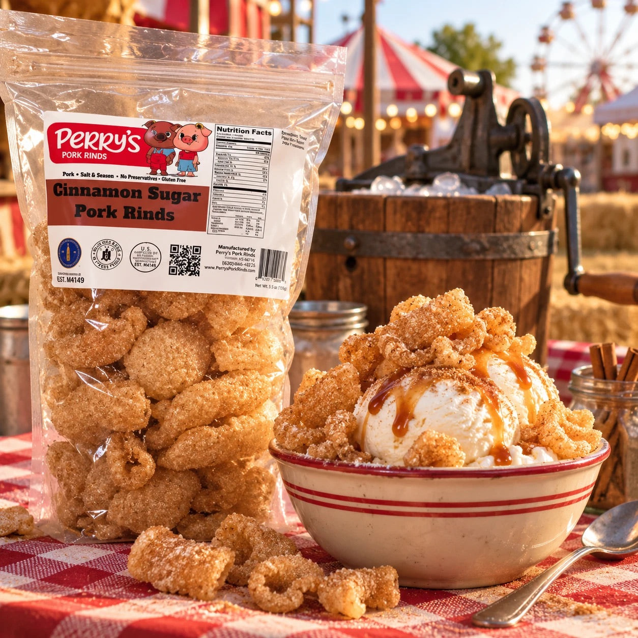 Cinnamon Sugar pork rinds serving idea