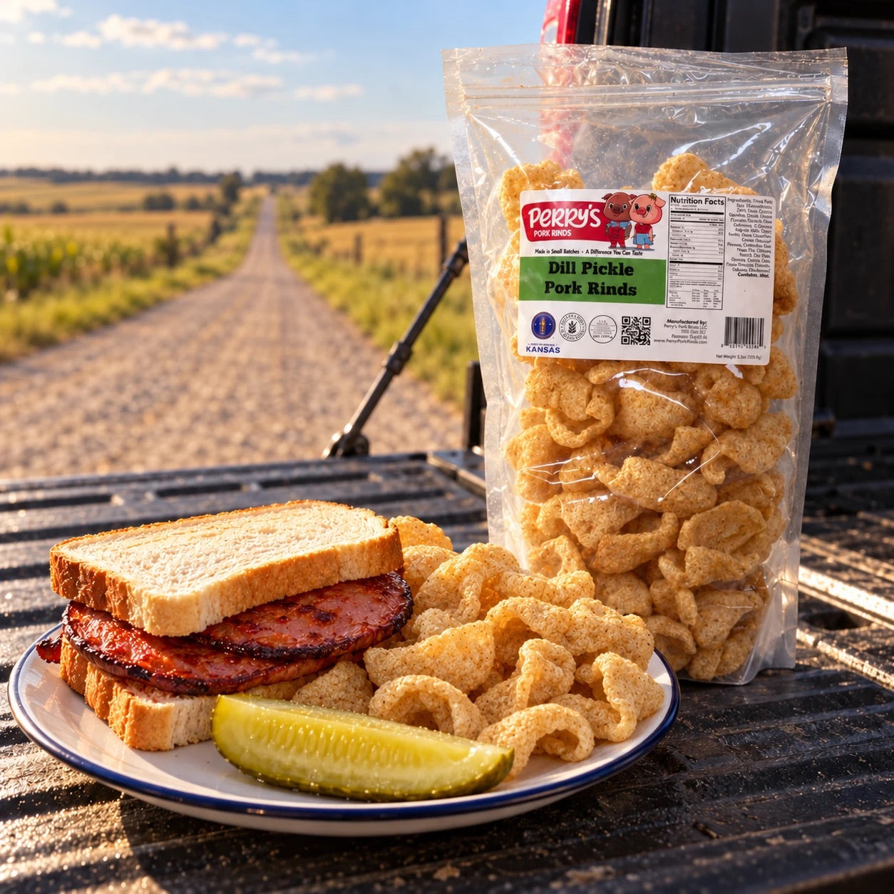 Dill Pickle pork rinds serving idea